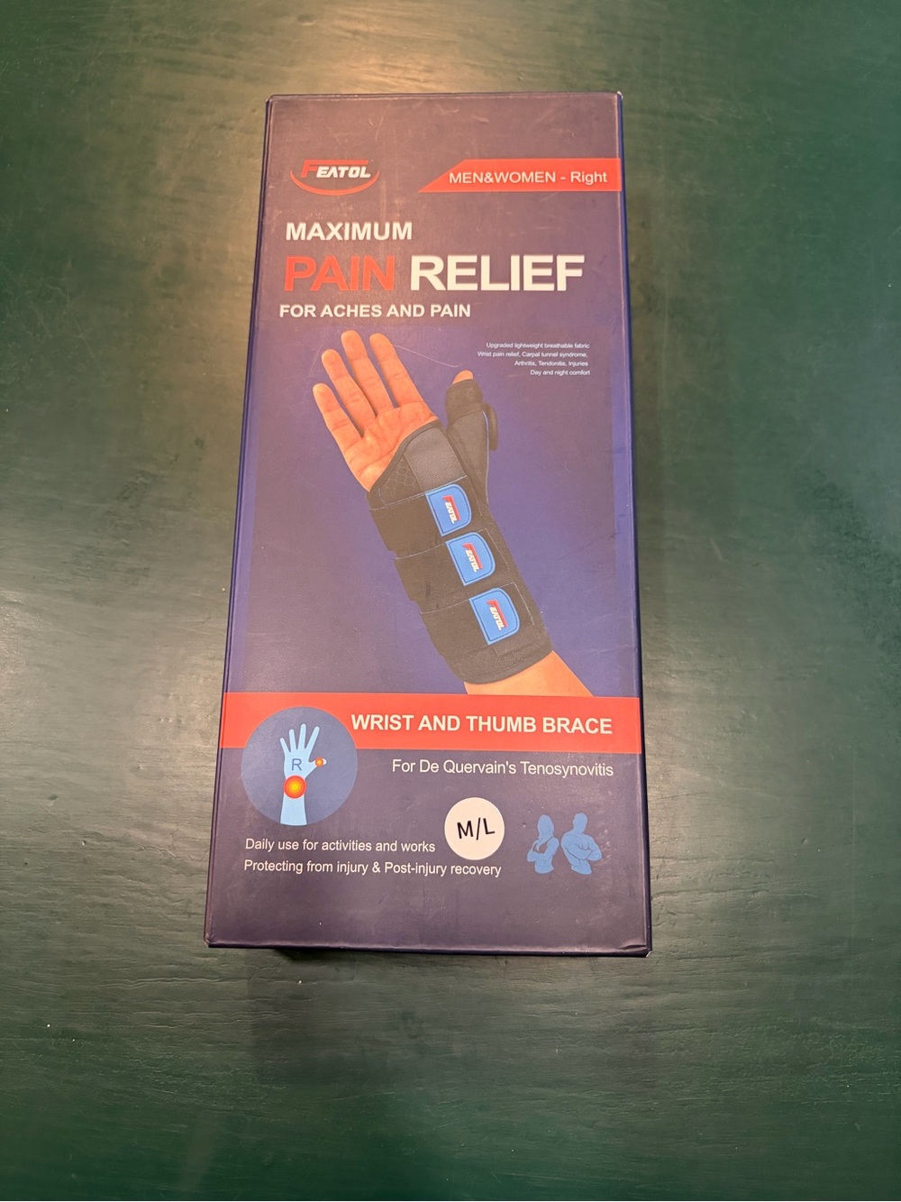 Maximum Pain Relief Wrist and Thumb Brace - Black (Right, M/L)